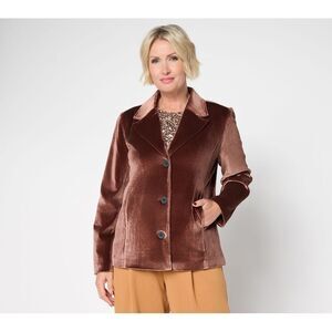 by Stacy London Women's Plus Sz Jacket 2X Single Breasted Brown Smooth A703639